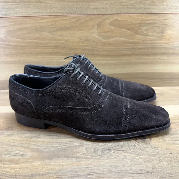 To Boot Adam Derrick Mens Dress Shoes Size 10.5 Dark Brown Suede Cap Toe - Picture 5 of 11